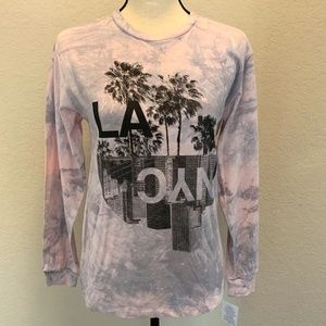Mighty Fine Tie Dye NY/LA Skyline Long sleeves Tee Size Small (B5)